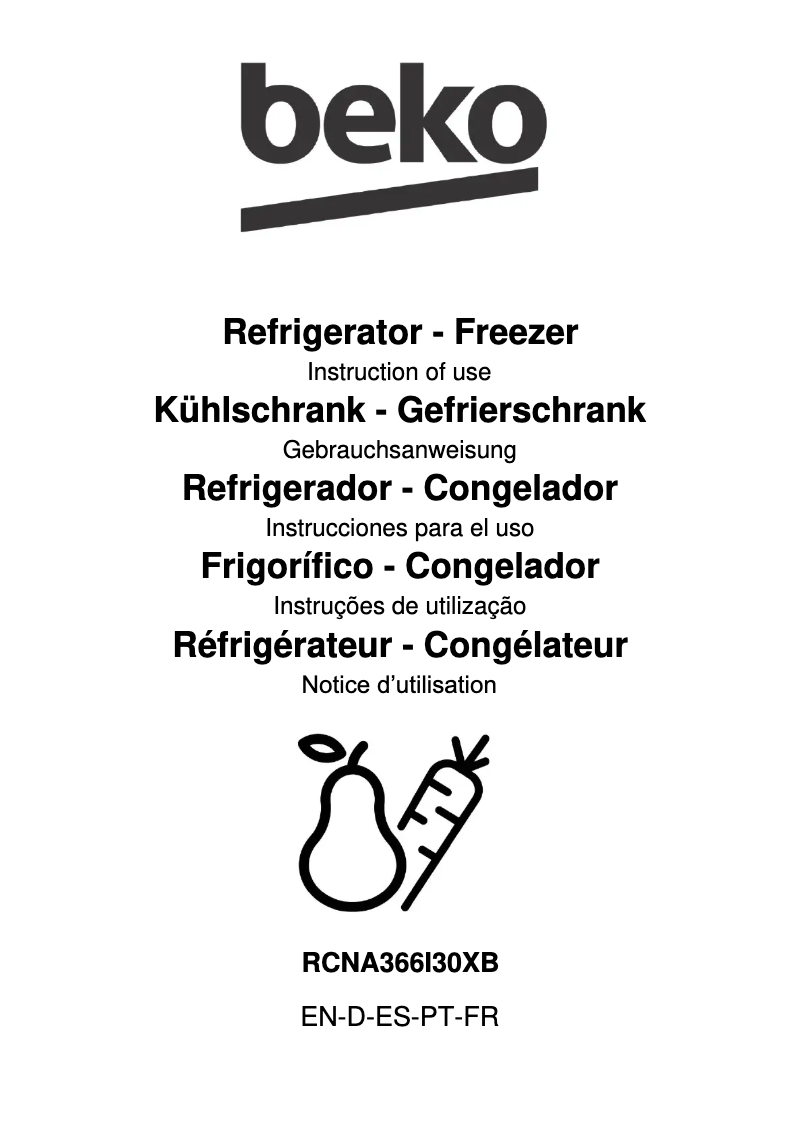 Page 1 de la notice Manuel utilisateur Beko RCNA366I30XB
