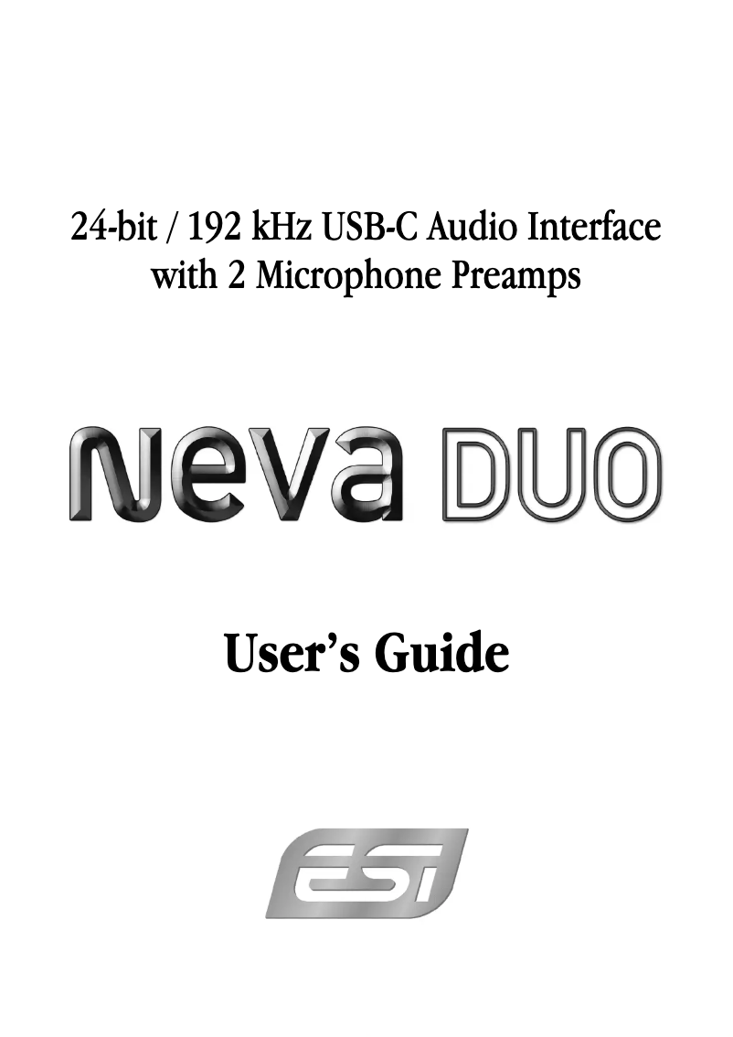 Page 1 de la notice Manuel utilisateur ESI Neva Duo