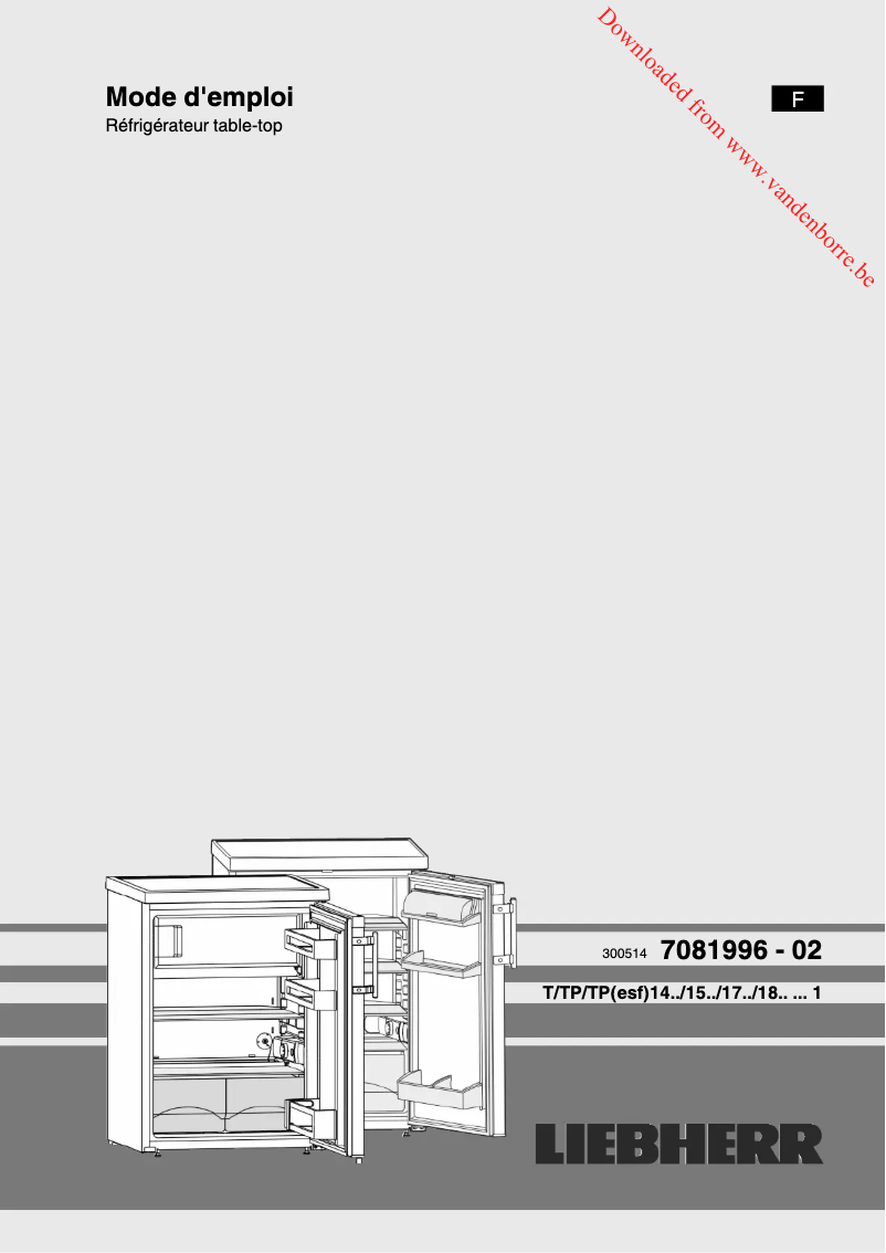 Page 1 de la notice Manuel utilisateur Liebherr Tsl 1414 Comfort