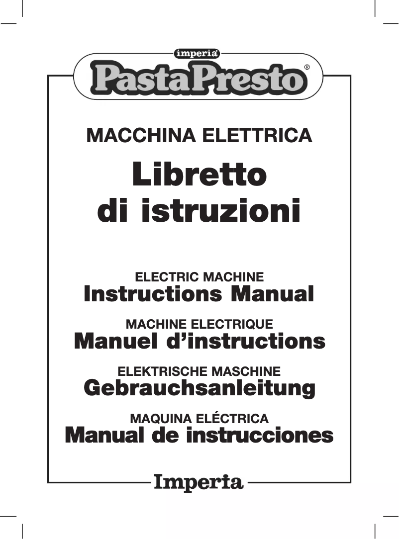 Page 1 de la notice Manuel utilisateur Imperia PastaPresto IM-700