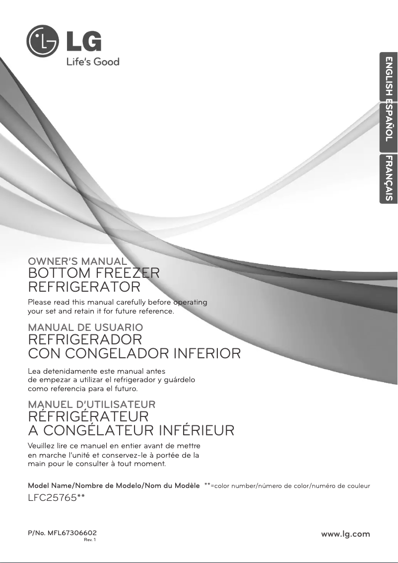 Page 1 de la notice Manuel utilisateur LG LFC25765SB