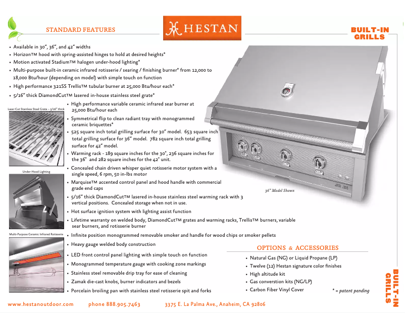 Page 1 de la notice Fiche technique Hestan GABR42-NG-BK