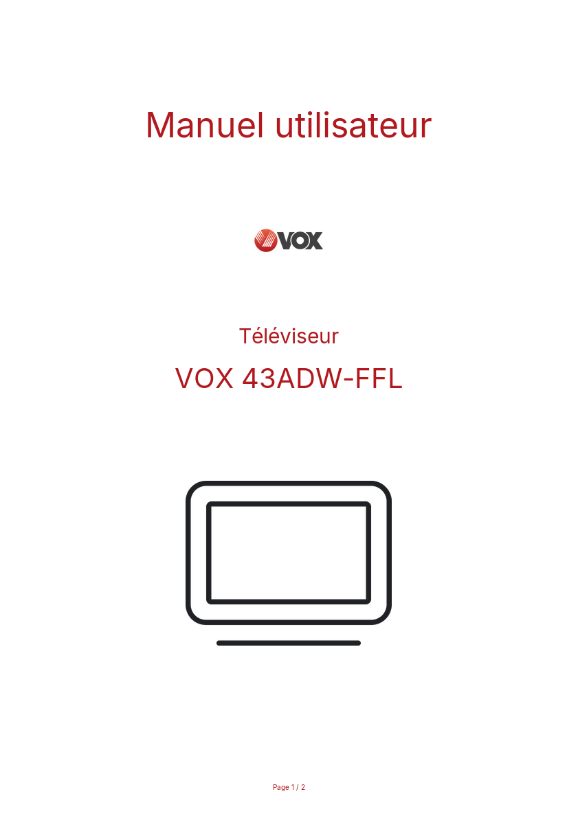 Page n°1 - Manuel utilisateur VOX 43ADW-FFL