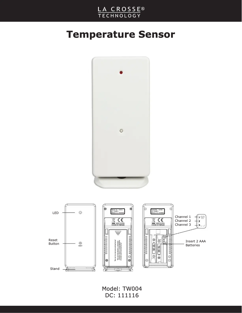 Page 1 de la notice Manuel utilisateur La Crosse Technology TW004