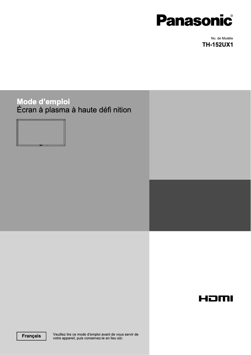 Imagen de la primera página del manual del dispositivo Viera TH-152UX1