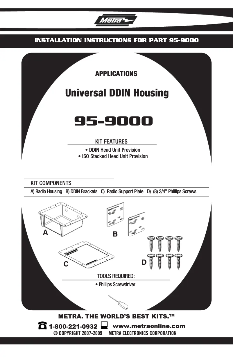 Page 1 de la notice Manuel utilisateur Metra 95-9000