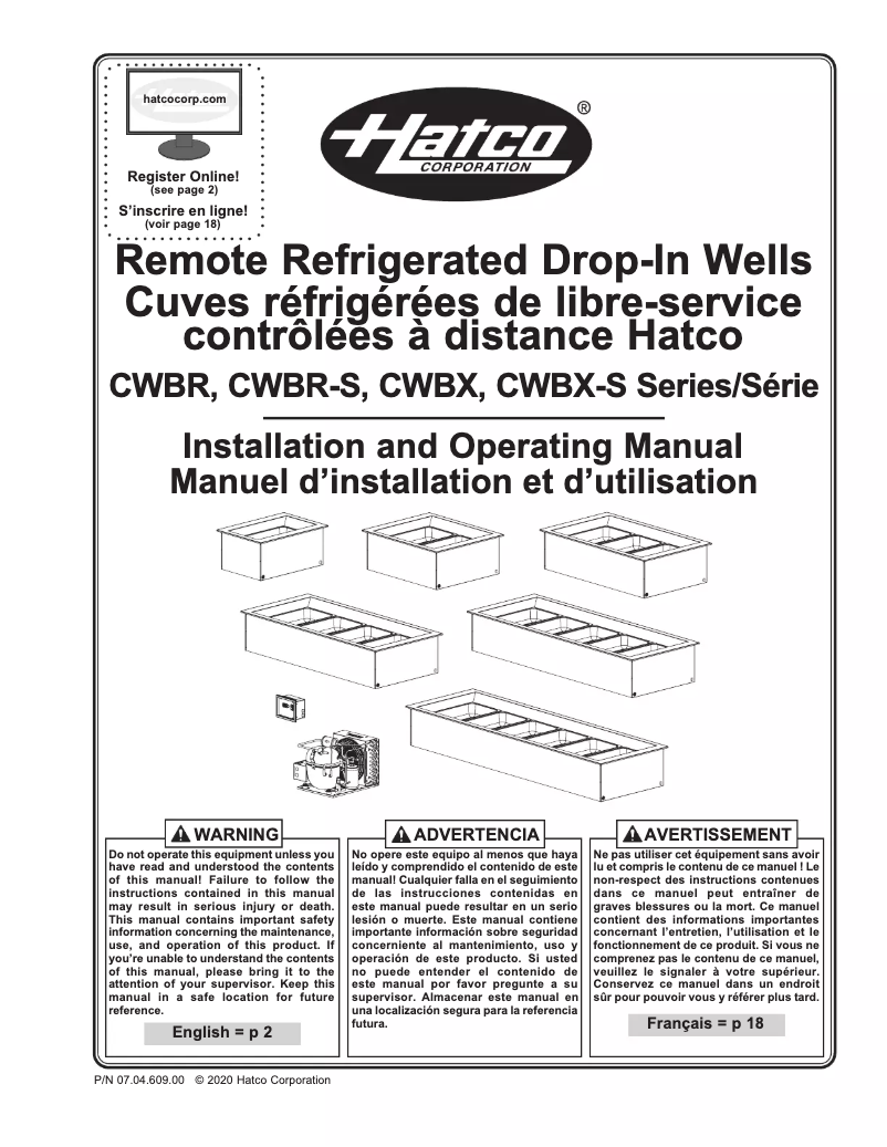Page 1 de la notice Manuel utilisateur Hatco CWBR-6