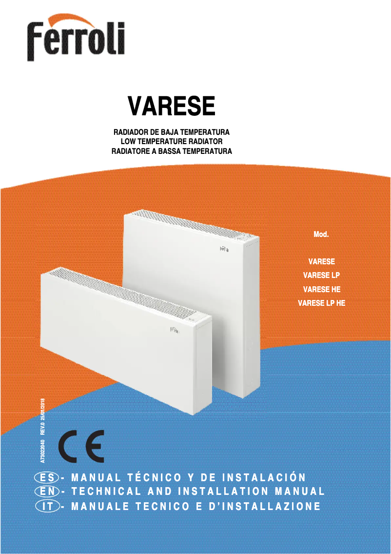 Image de la première page du manuel de l'appareil Varese
