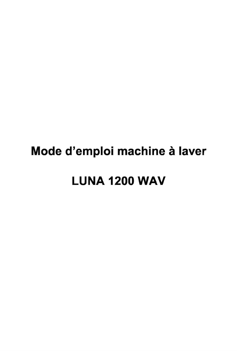 Page n°1 - Manuel utilisateur Waltham LUNA 1200 WAV