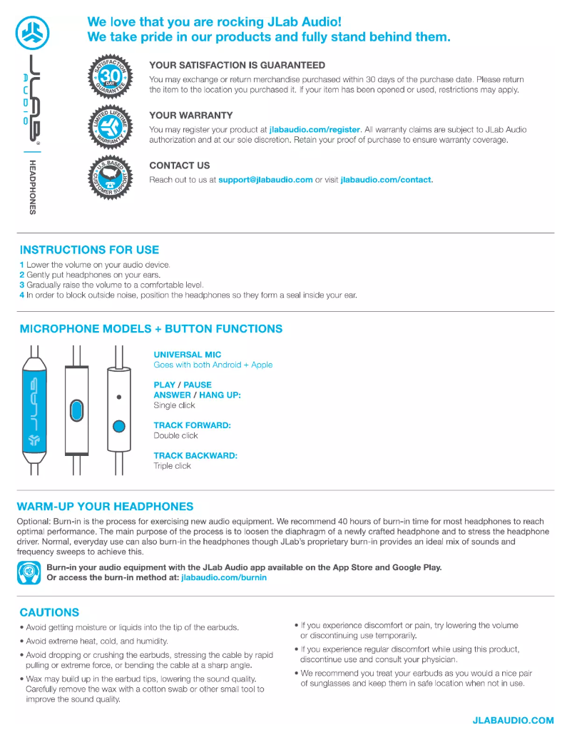 Page 1 de la notice Manuel utilisateur JLab JBuddies Studio Over Ear Folding Kids