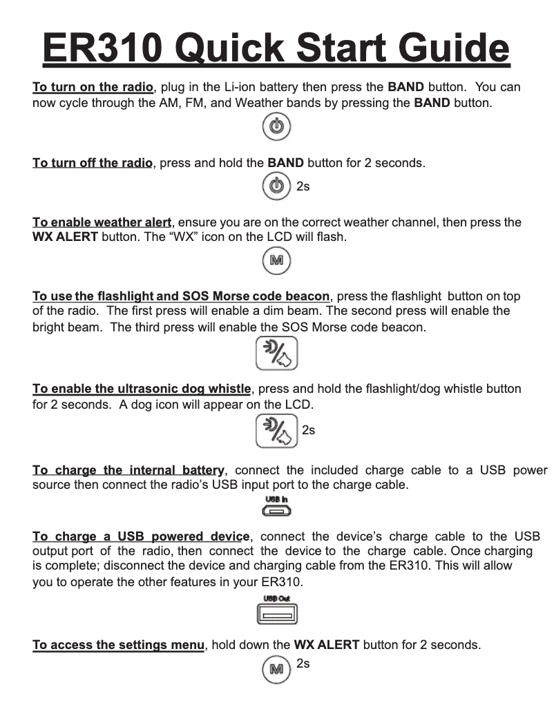 Page 1 de la notice Guide de démarrage rapide Midland E+Ready ER310