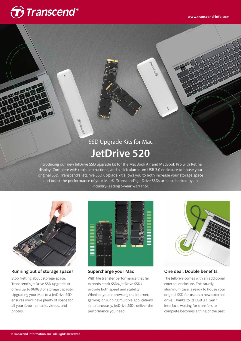 Página 1 del manual Ficha técnica Transcend JetDrive 520