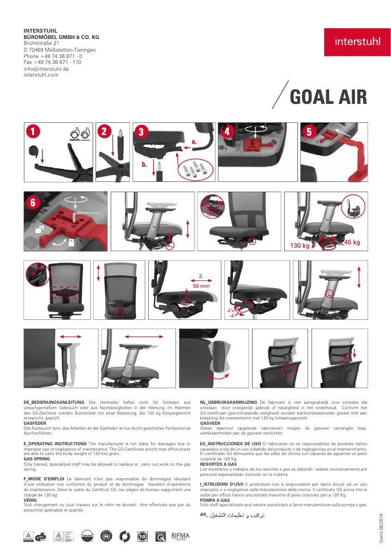 Page 1 de la notice Manuel utilisateur Interstuhl Goal-Air 172G