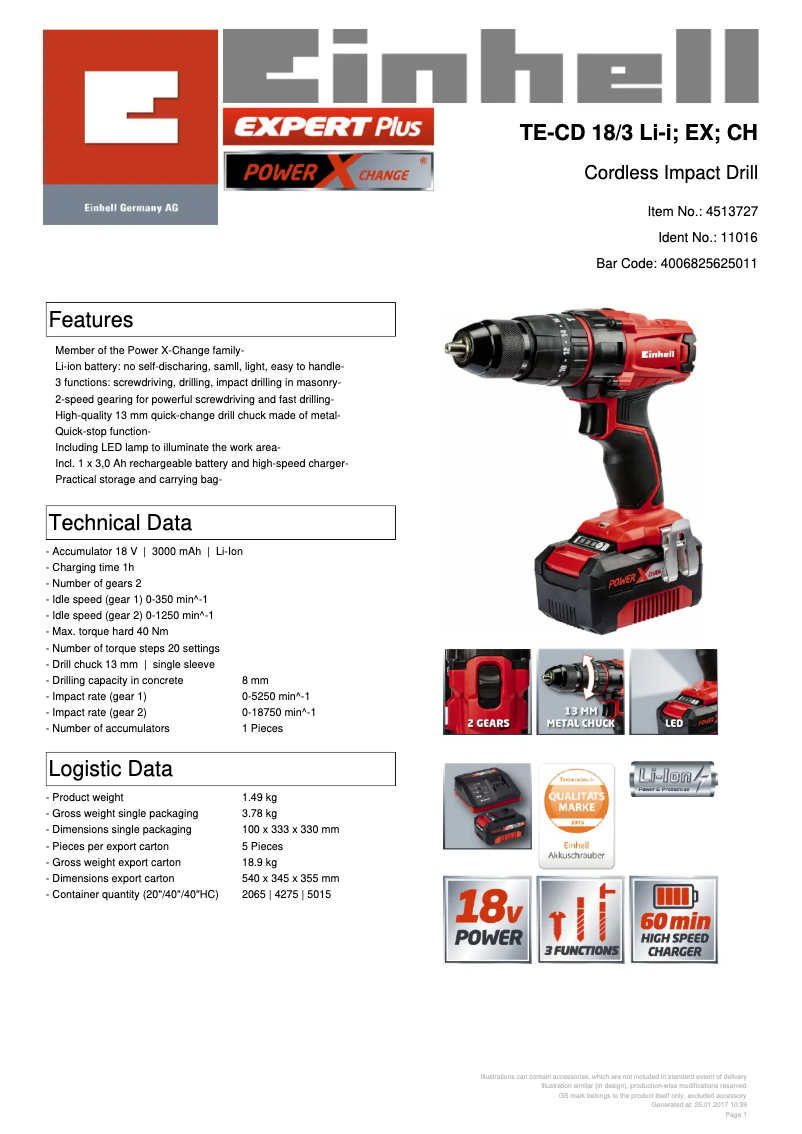 Image de la première page du manuel de l'appareil TE-CD 18/3 Li-i