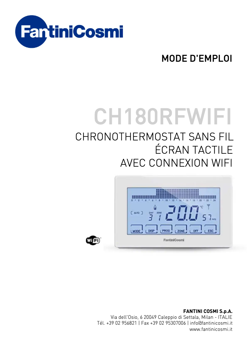 Image de la première page du manuel de l'appareil Intellicomfort CH180RFWIFI