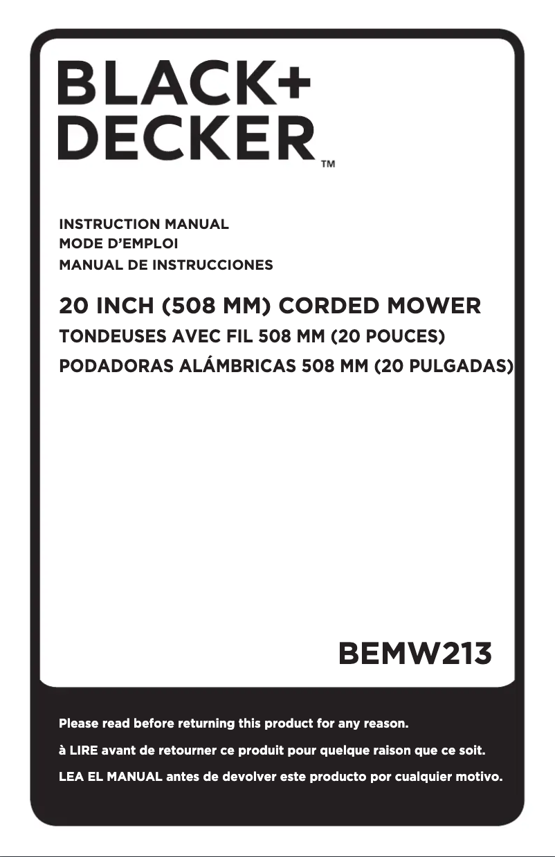 Page n°1 - Manuel utilisateur Black & Decker BEMW213