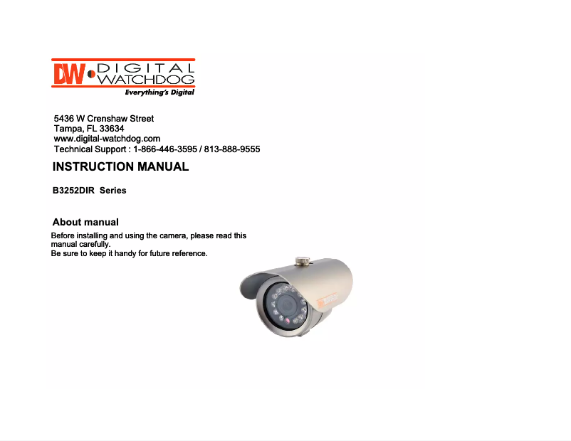 Page n°1 - Manuel utilisateur Digital Watchdog DWC-B3252DIR