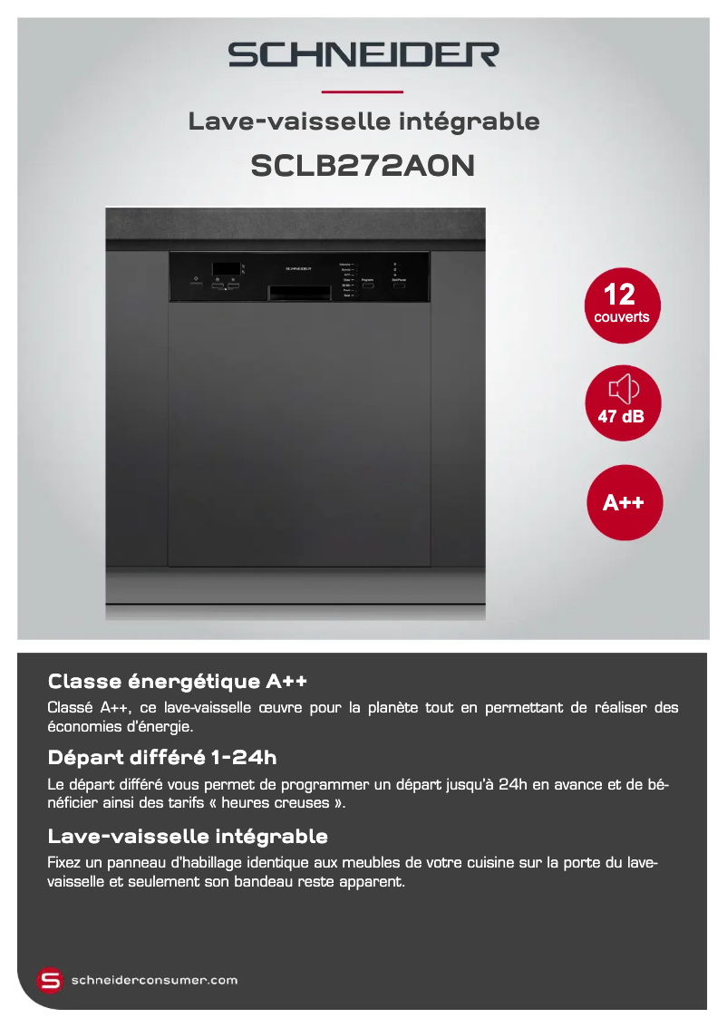 Page 1 de la notice Fiche technique Schneider SCLB272A0N