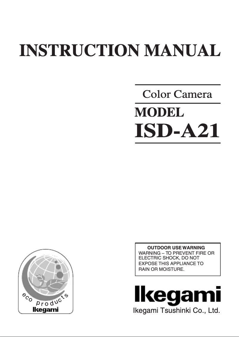 Page n°1 - Manuel utilisateur Ikegami ISD-A21