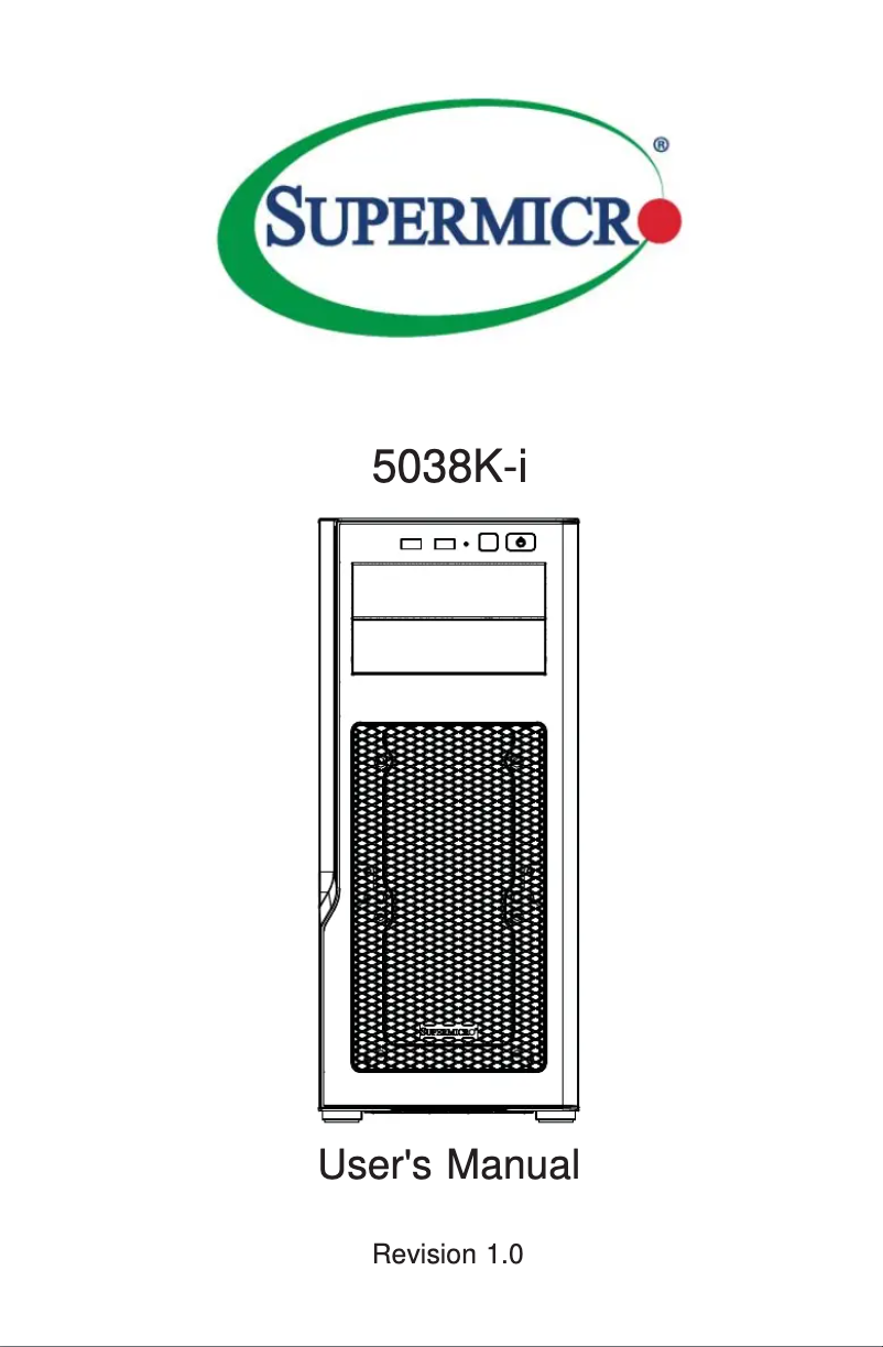 Page 1 de la notice Manuel utilisateur Supermicro SuperServer 5038K-I-NF3
