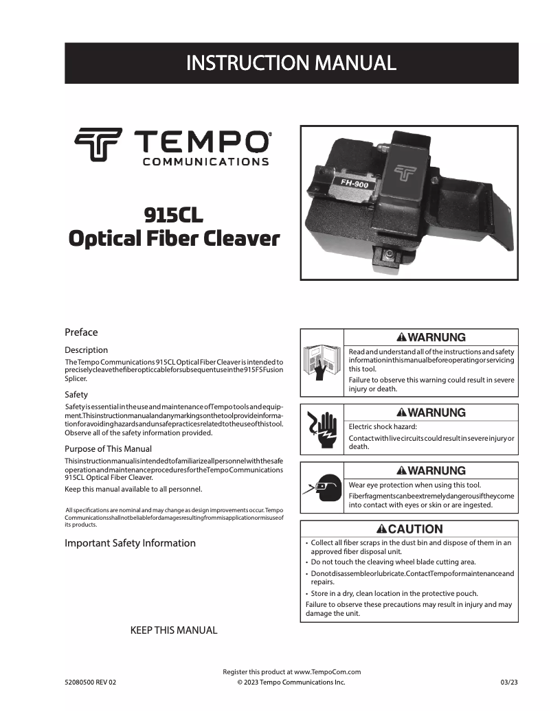Página 1 del manual Manual de usuario Tempo 915CL