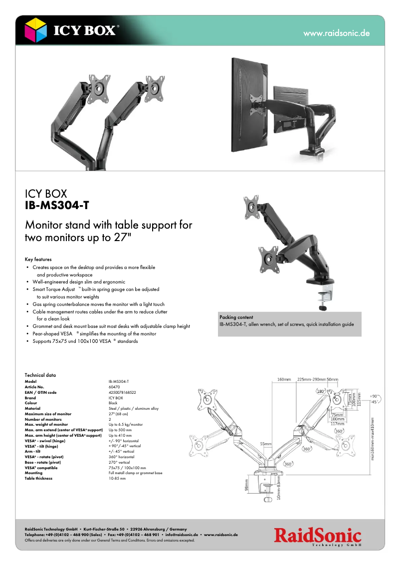 Page 1 de la notice Fiche technique Icy Box IB-MS304-T