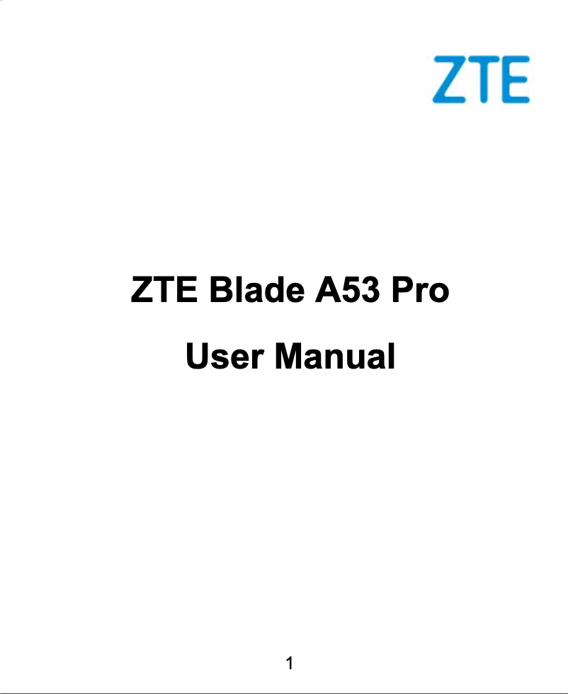Image de la première page du manuel de l'appareil Blade A53 Pro
