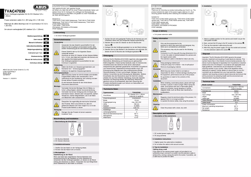 Page n°1 - Manuel utilisateur Abus TVAC47030
