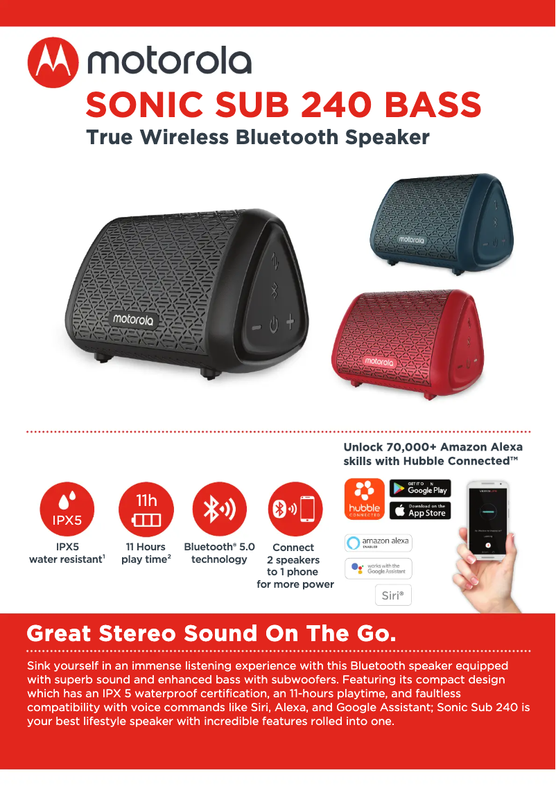Page 1 de la notice Manuel utilisateur Motorola Sonic Sub 240