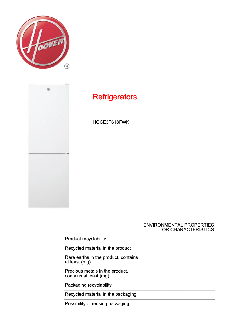 Image de la première page du manuel de l'appareil HOCE3T618FWK