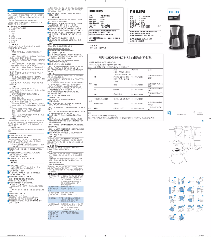 Image de la première page du manuel de l'appareil Café Gaia HD7547