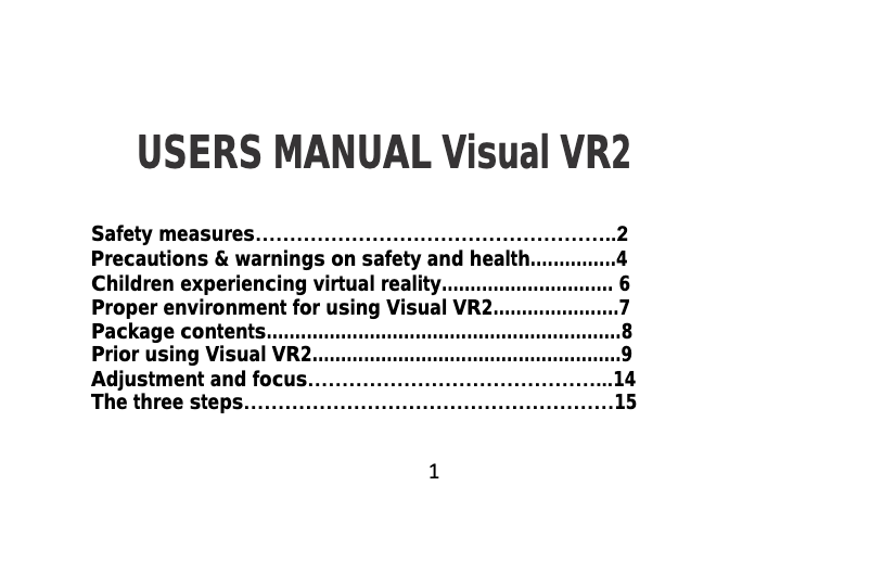 Page n°1 - Manuel utilisateur Allview Visual VR2