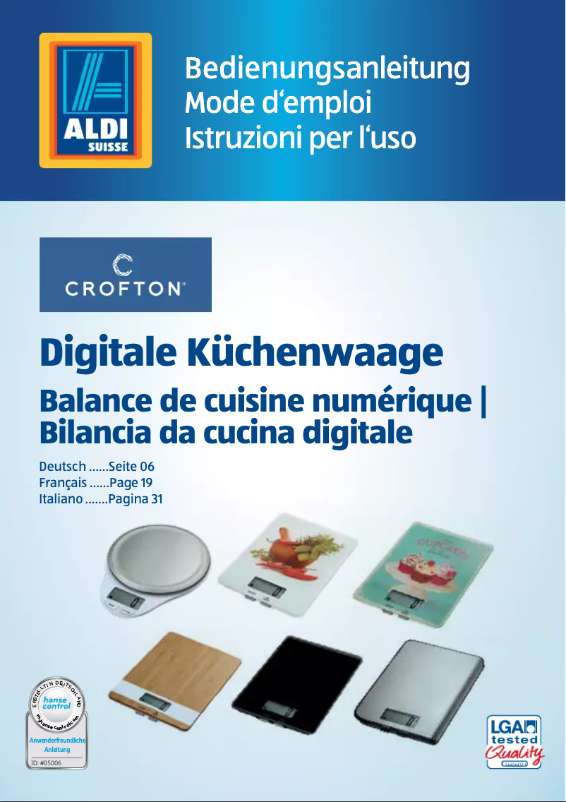 Page n°1 - Manuel utilisateur Crofton 92483
