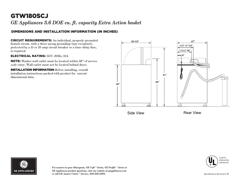 Image de la première page du manuel de l'appareil GTW180SCJWW
