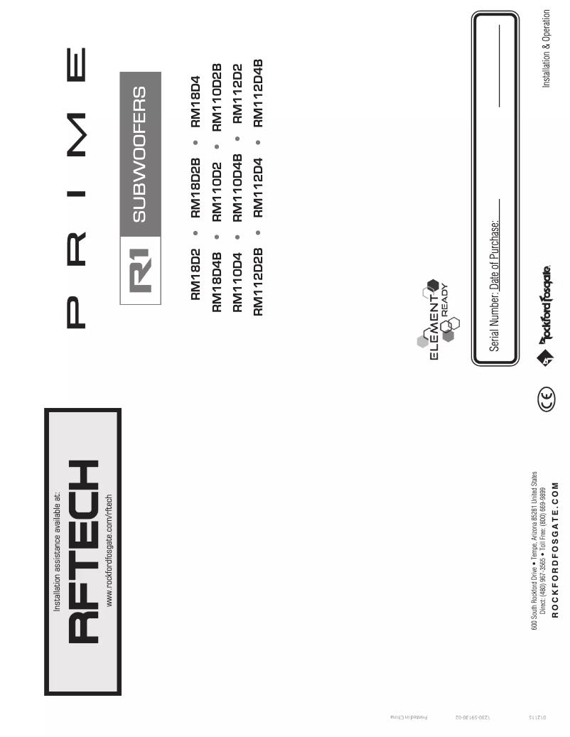 Page 1 de la notice Manuel utilisateur Rockford Fosgate Prime RM112D2B