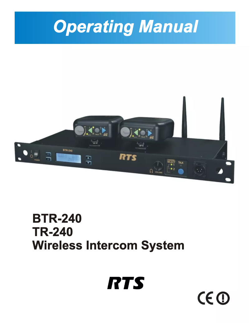 Page 1 de la notice Manuel utilisateur RTS TR-240