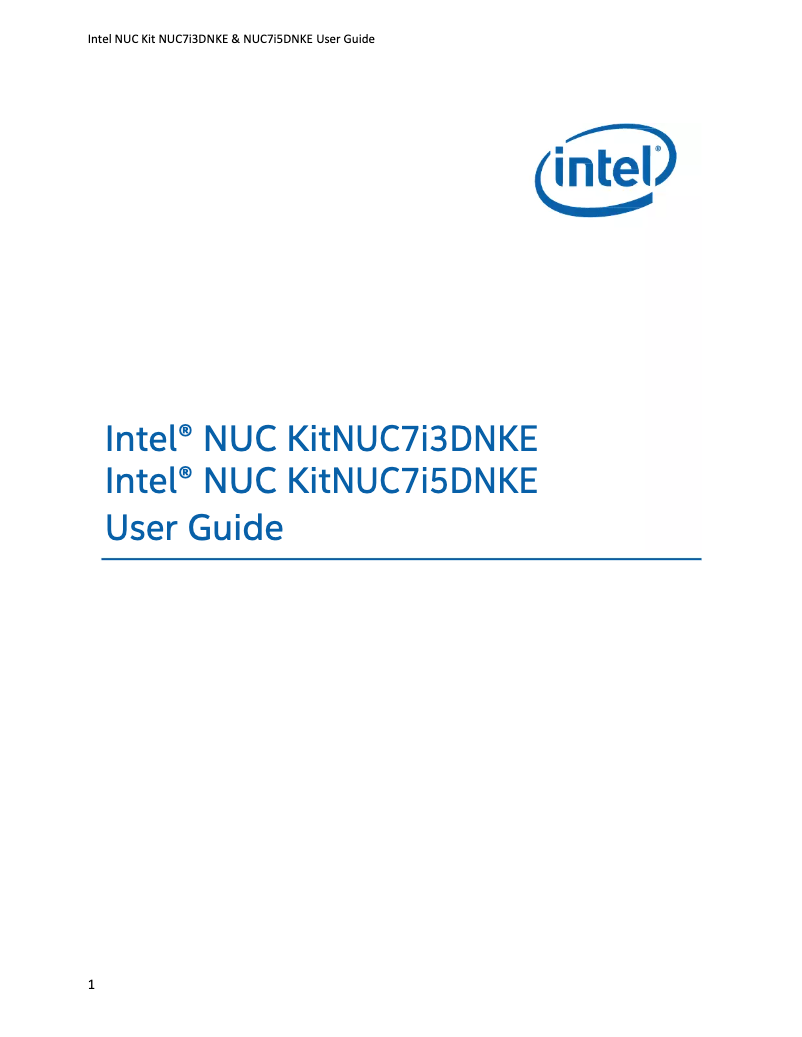 Page n°1 - Manuel utilisateur Intel NUC7i3DNKE