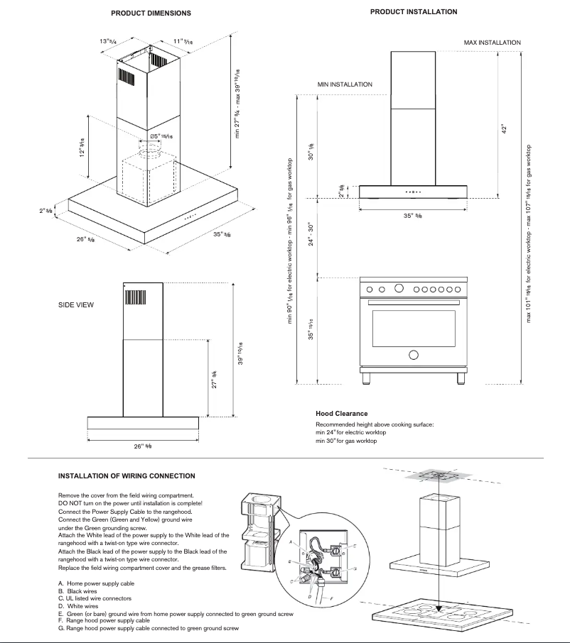 Page 1 de la notice Instructions / montage Bertazzoni KTI36XT