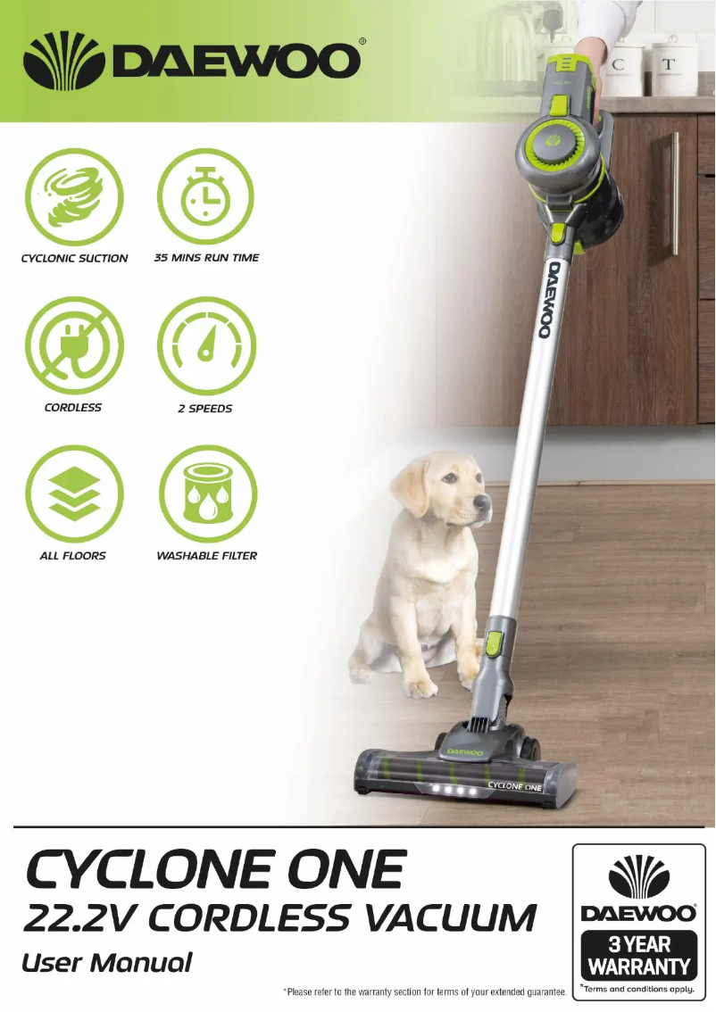 Page 1 de la notice Manuel utilisateur Daewoo Cyclone One 22.2V FLR00042