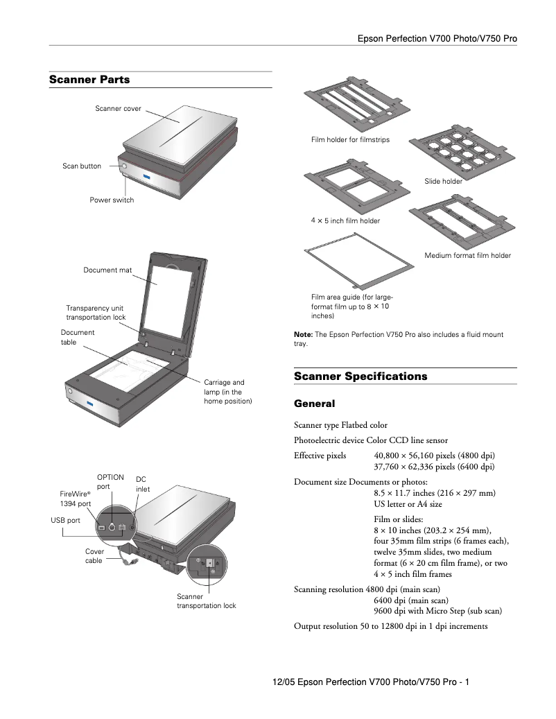 Image de la première page du manuel de l'appareil Perfection V750