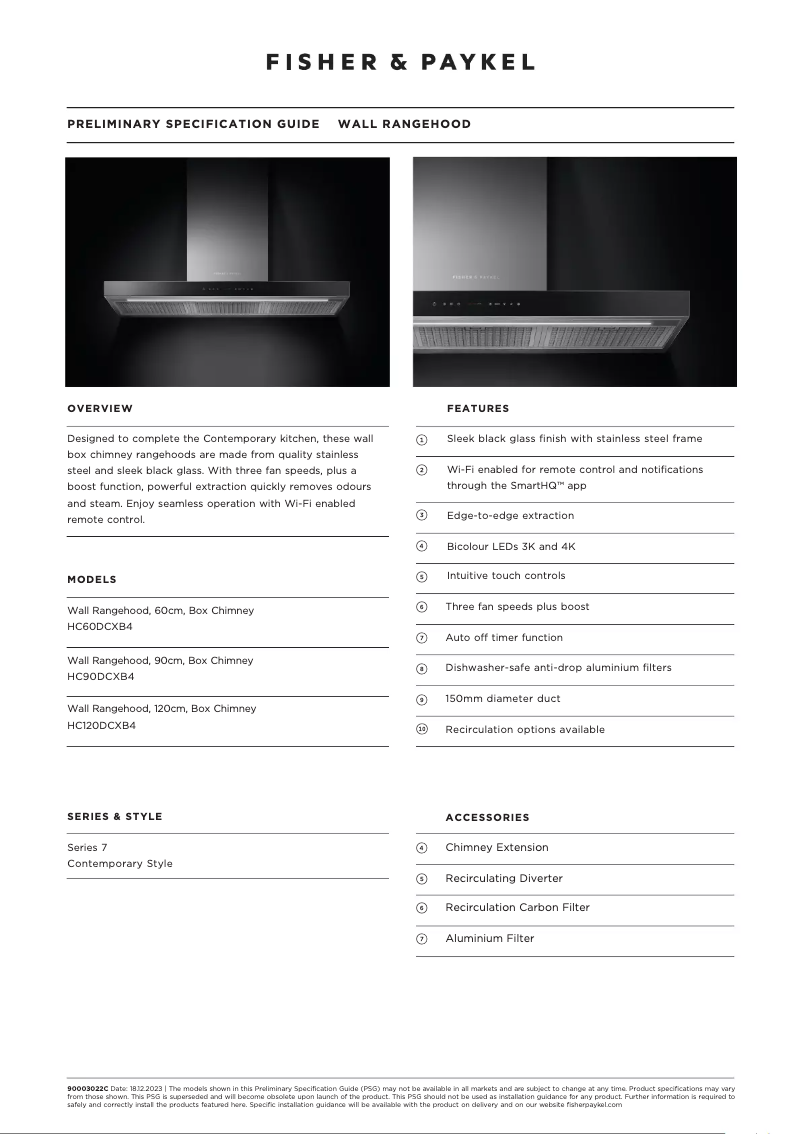 Page n°1 - Fiche technique Fisher & Paykel HC60DCXB4