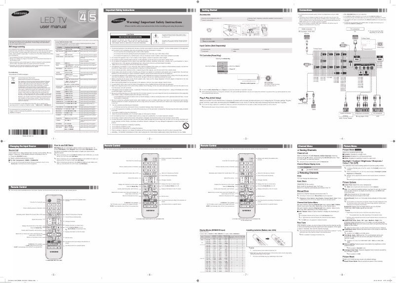 Page 1 de la notice Manuel utilisateur Samsung UA28H4000AR