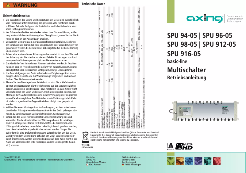 Page 1 de la notice Manuel utilisateur Axing SPU 912-05
