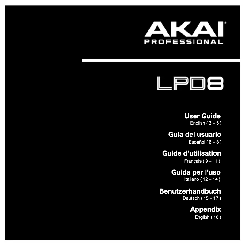 Page n°1 - Manuel utilisateur AKAI LPD8 MKII