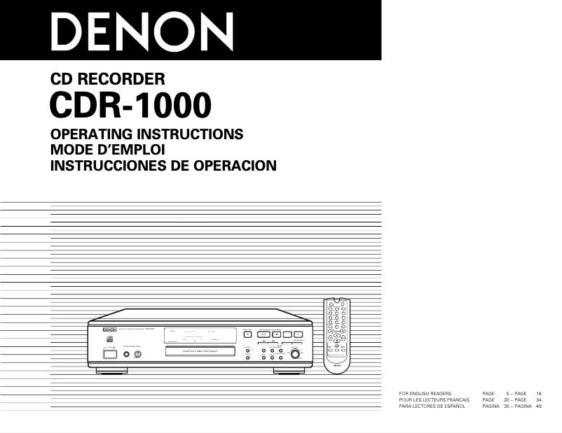 Page 1 de la notice Manuel utilisateur Denon CDR-1000
