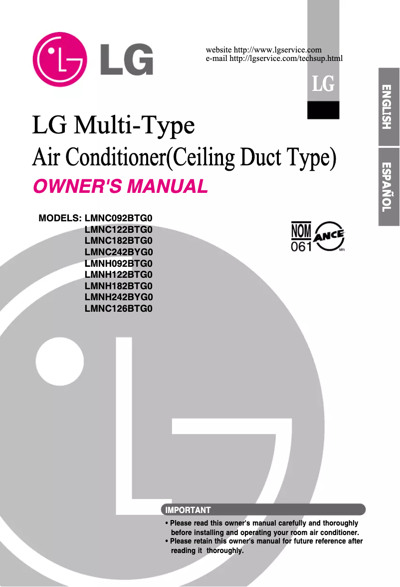 Page n°1 - Manuel utilisateur LG LMNC092BTG0