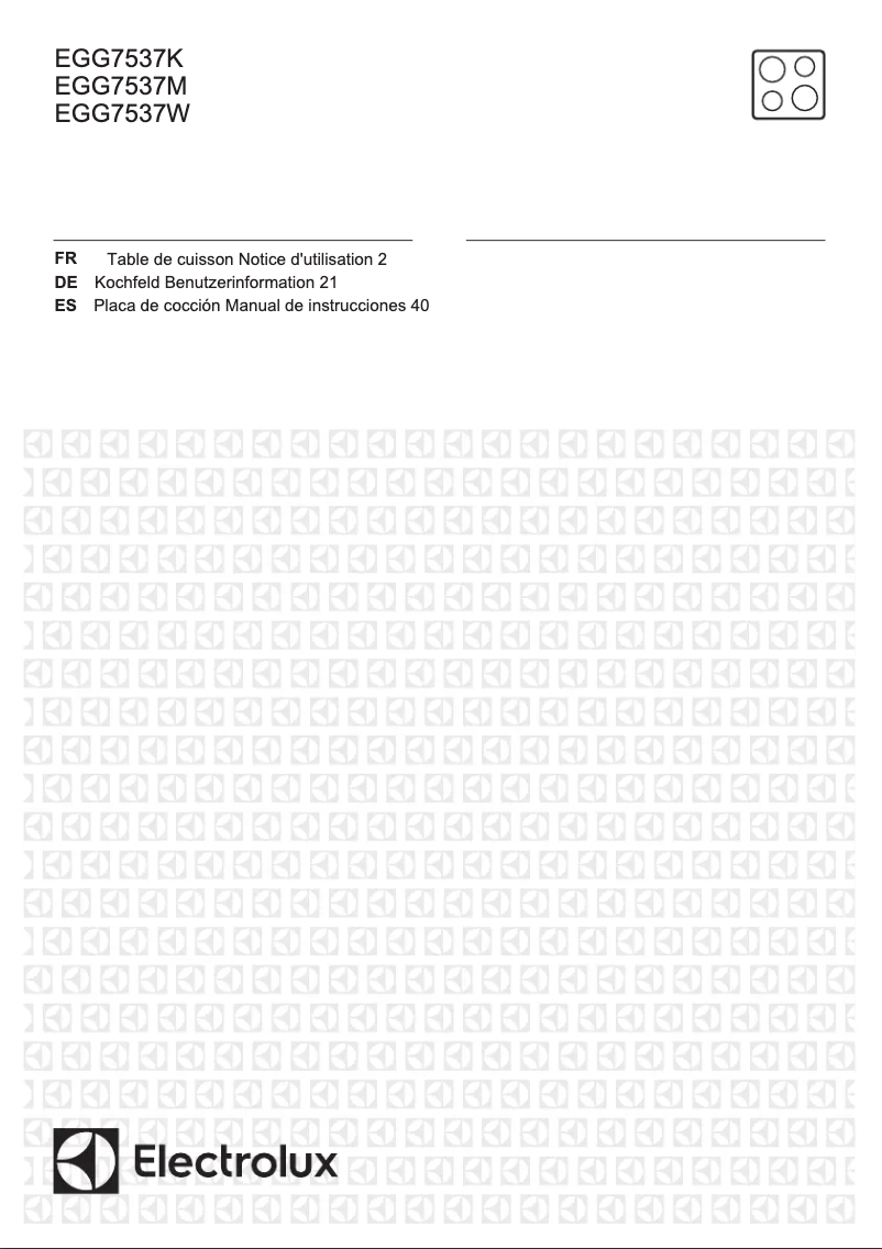 Page 1 de la notice Manuel utilisateur Electrolux EGG7537K