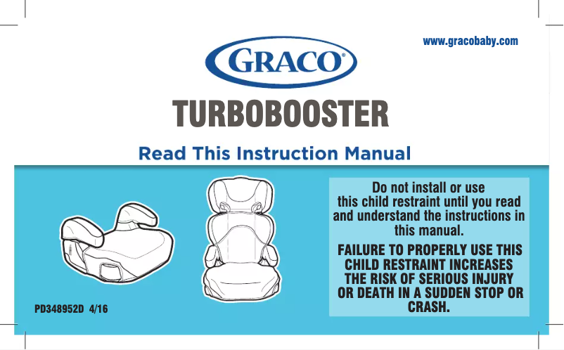 Page n°1 - Manuel utilisateur Graco TurboBooster