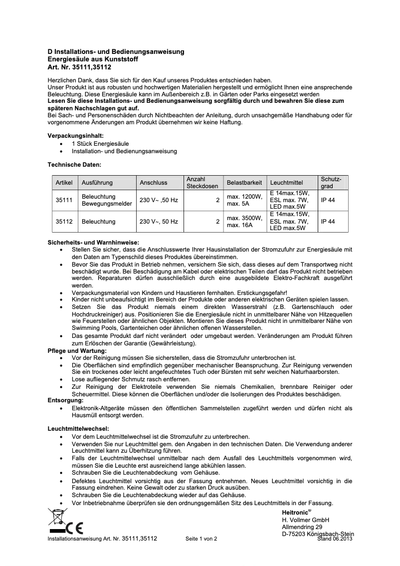 Imagen de la primera página del manual del dispositivo 35111