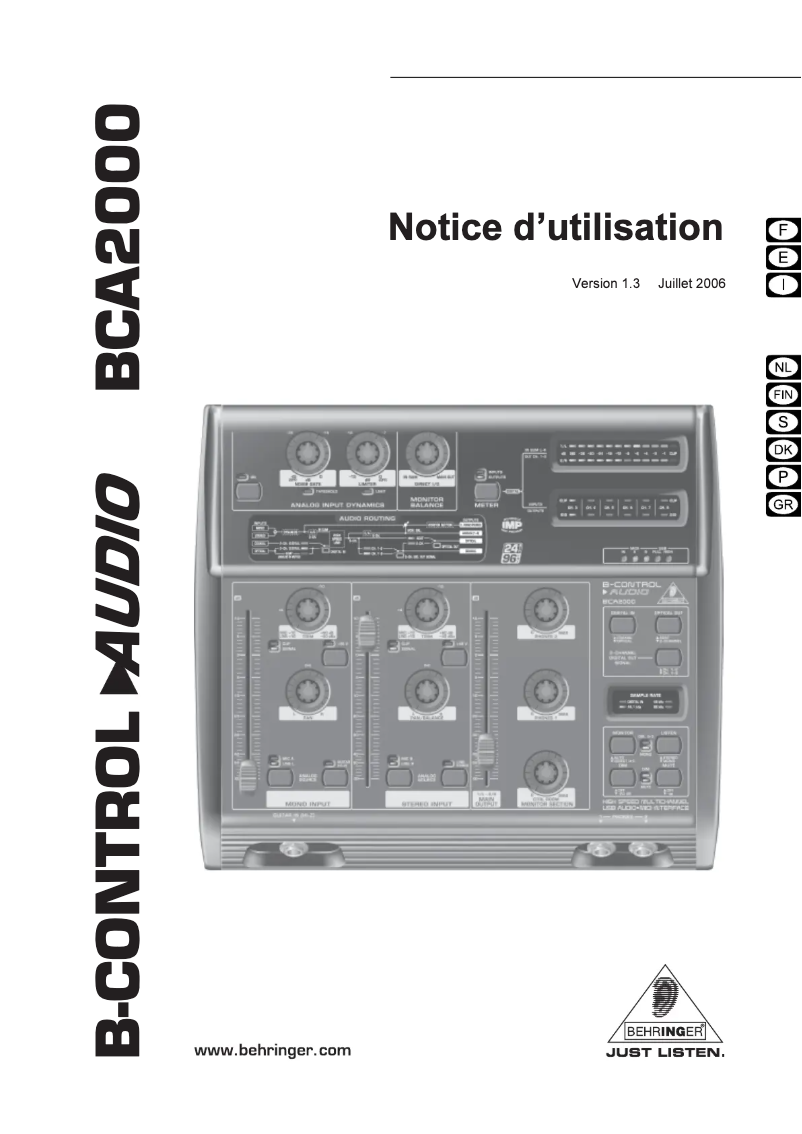 Page 1 de la notice Manuel utilisateur Behringer B-Control Audio BCA2000